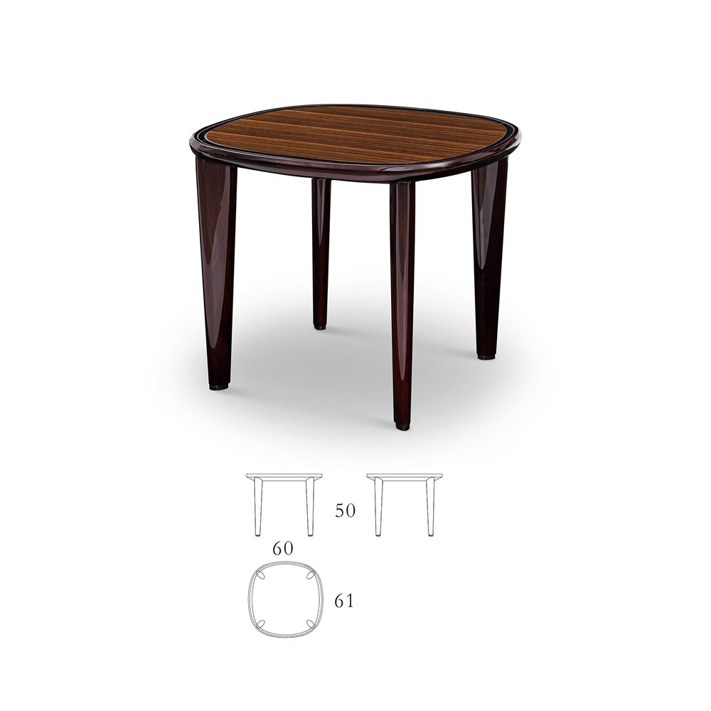 Wooden veneer square round wooden corner table
