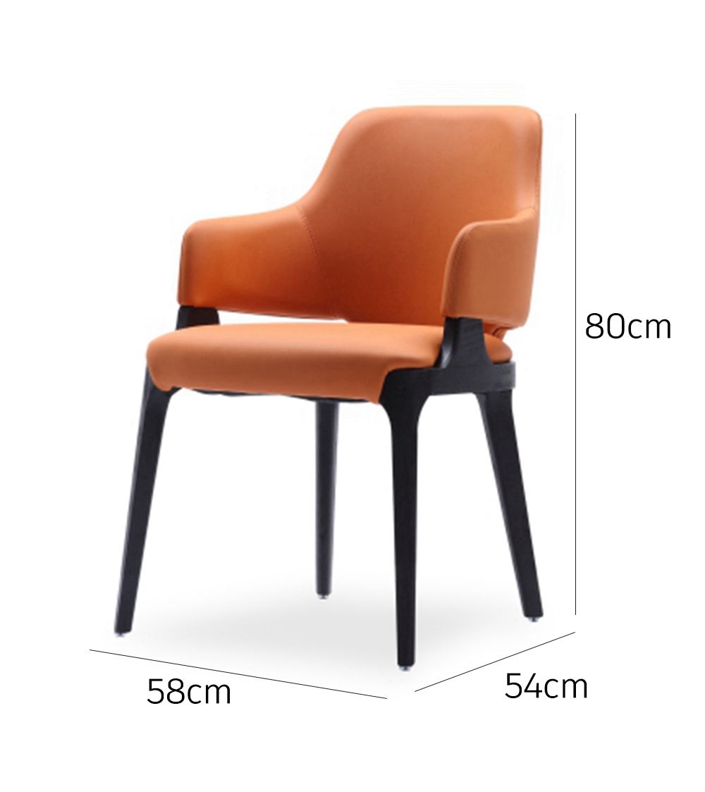 Modern Leather Armrest Nordic Restaurant Dining Room Chair