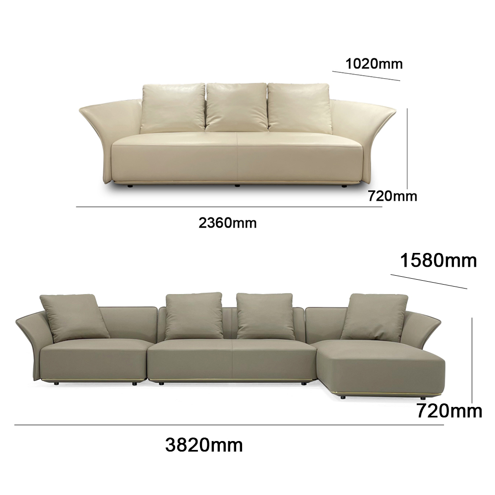 Comfortable modern minimalist design leather sofa