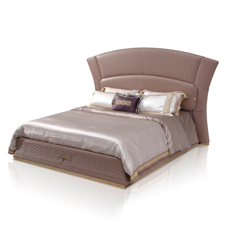 High quality modern leather mixed fabric bedroom bed