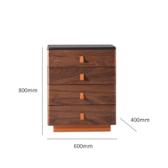 Walnut 4 Drawers Simple Nordic Style Drawer Chest