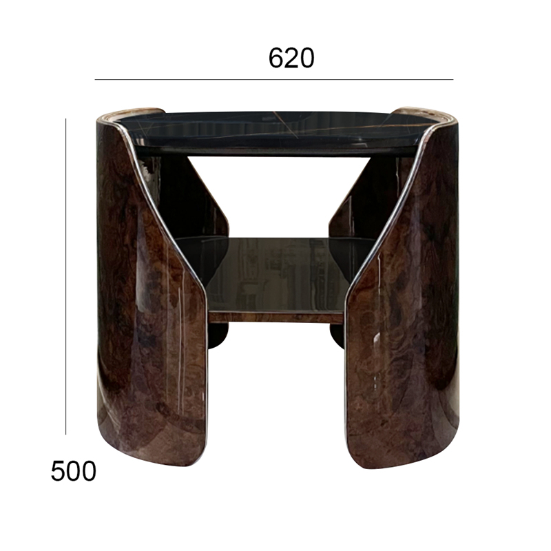 Wooden veneer living room sofa corner table