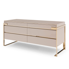 Modern Luxury Metal Base 6 Drawer Chest Cabinet