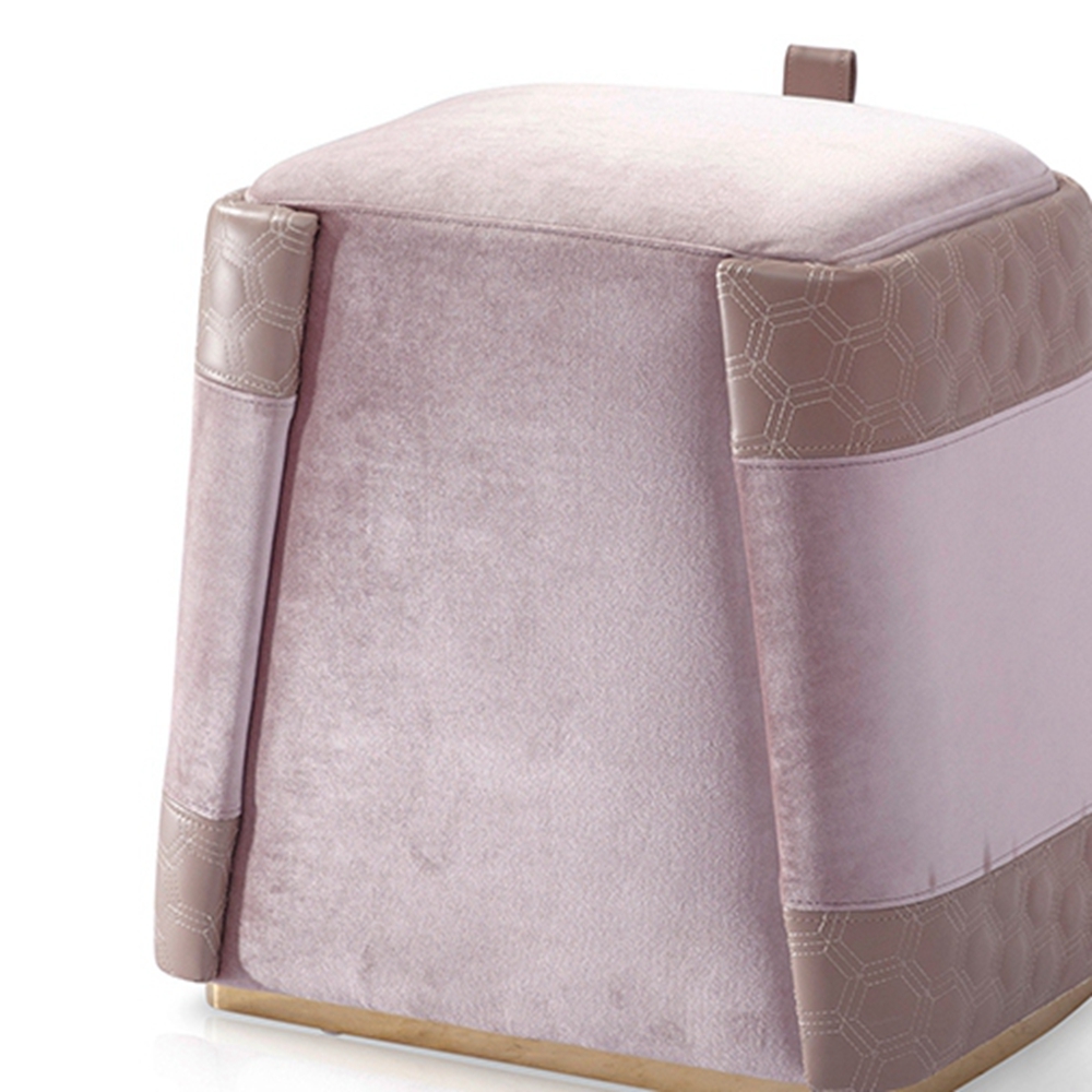 Metal Base Pink Leather Dressing Stool