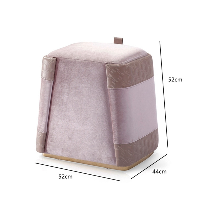 Metal Base Pink Leather Dressing Stool