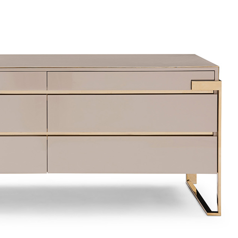 Modern Luxury Metal Base 6 Drawer Chest Cabinet
