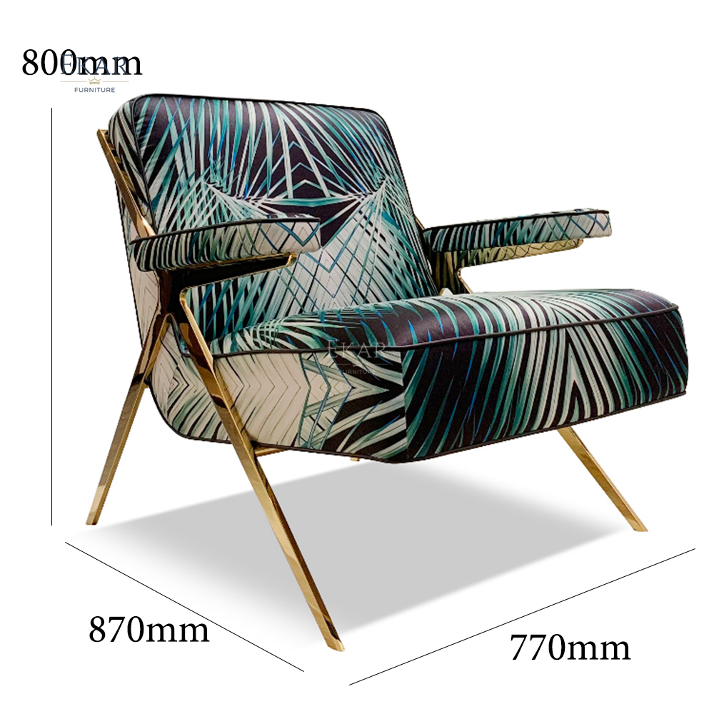 Luxury Minimalist Design Lounge Chair Leather Metal Feet Living Room Chair Armchair