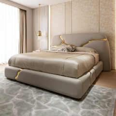 Gold brushed metallic paint bedroom soft bed