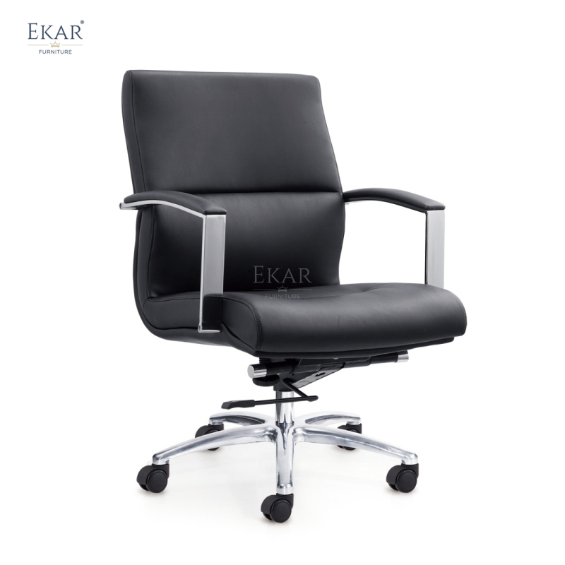 Top-Grain Leather Office Chair with High-Density, High-Resilience Foam Seat