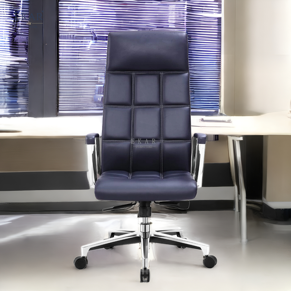 Imported Leather Office Chair with Casters - Premium Comfort and Mobility