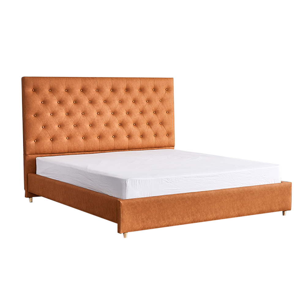 Brown Faux Leather Bed