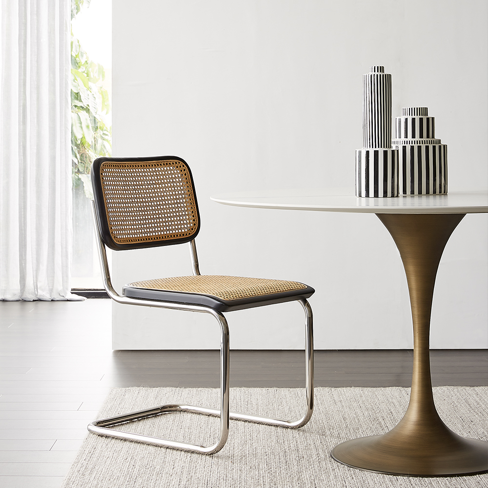 Modern Dining Chair with Rattan Seat