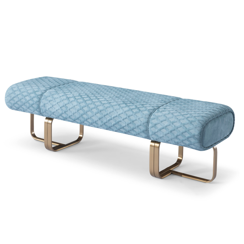 EKAR FURNITURE Light luxury velvet fabric stainless steel metal foot bench