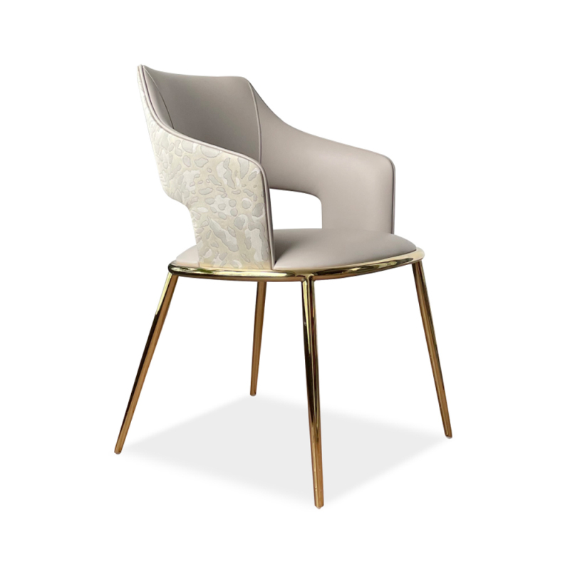 Metal Frame Dining Chairs with Gold Mirror Finish
