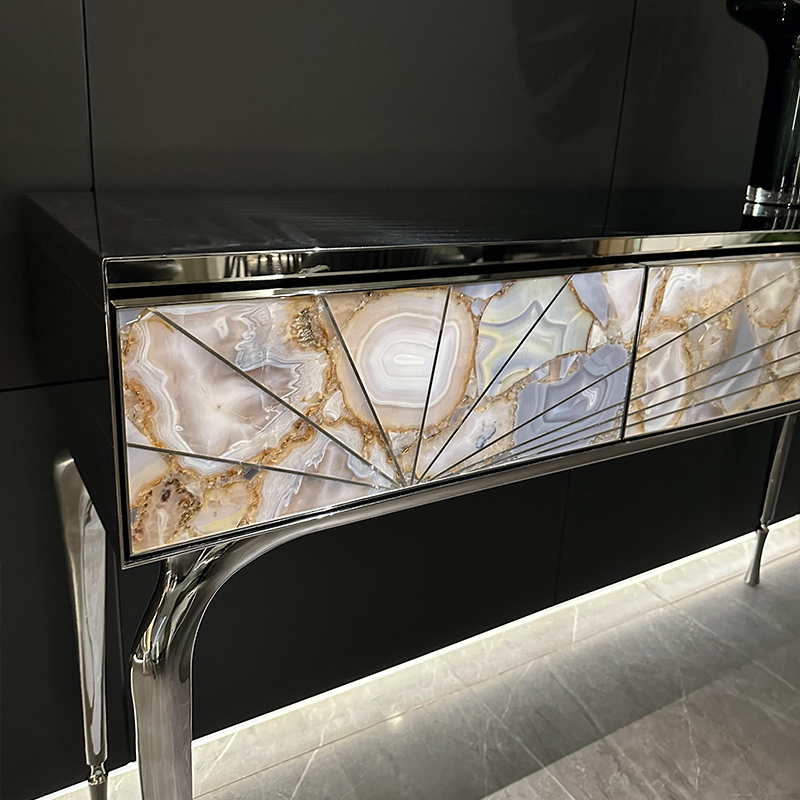 Exquisite crystal diamond inlaid console table