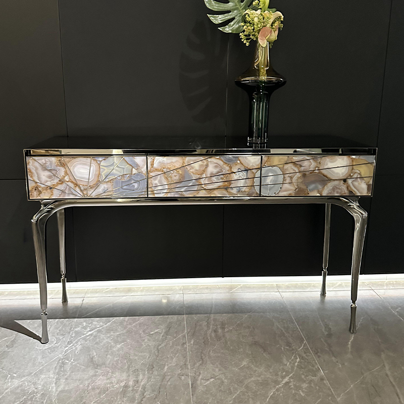 Exquisite crystal diamond inlaid console table