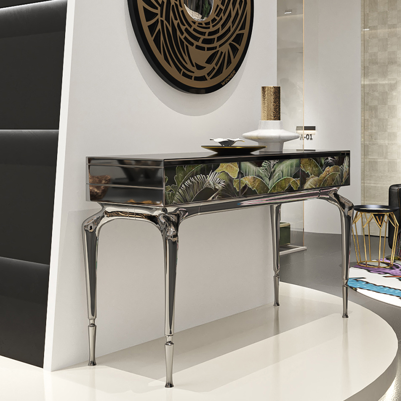 Exquisite crystal diamond inlaid console table