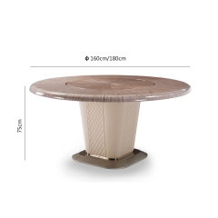 Round Modern Luxury Dining Table with Metal Base and Wood Veneer