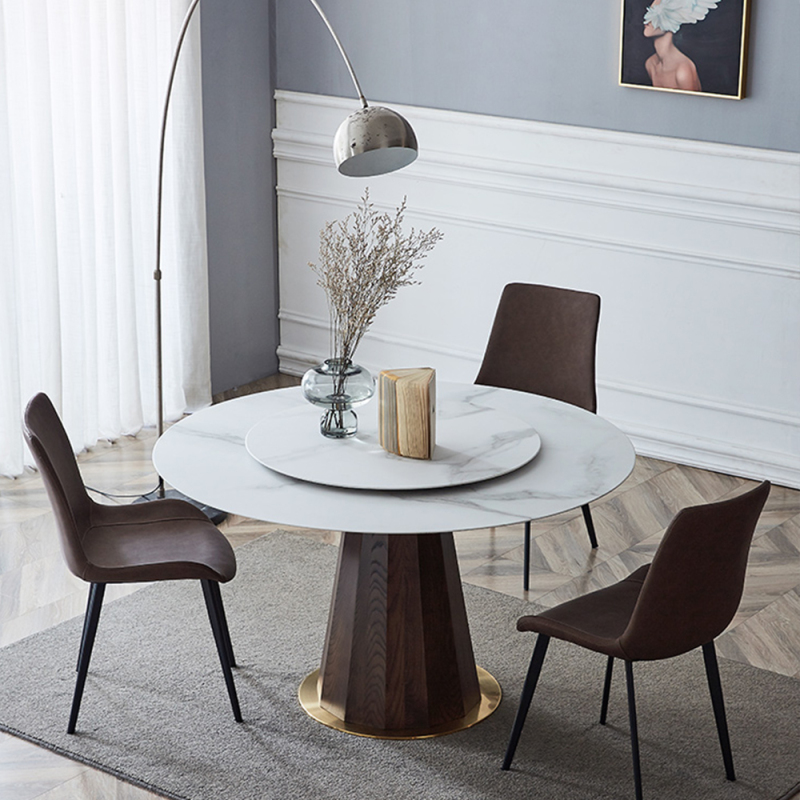 Walnut Finish and Slate Dining Table