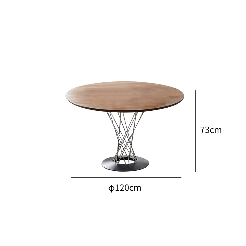 Walnut Wood and Stainless Steel Leg Dining Table