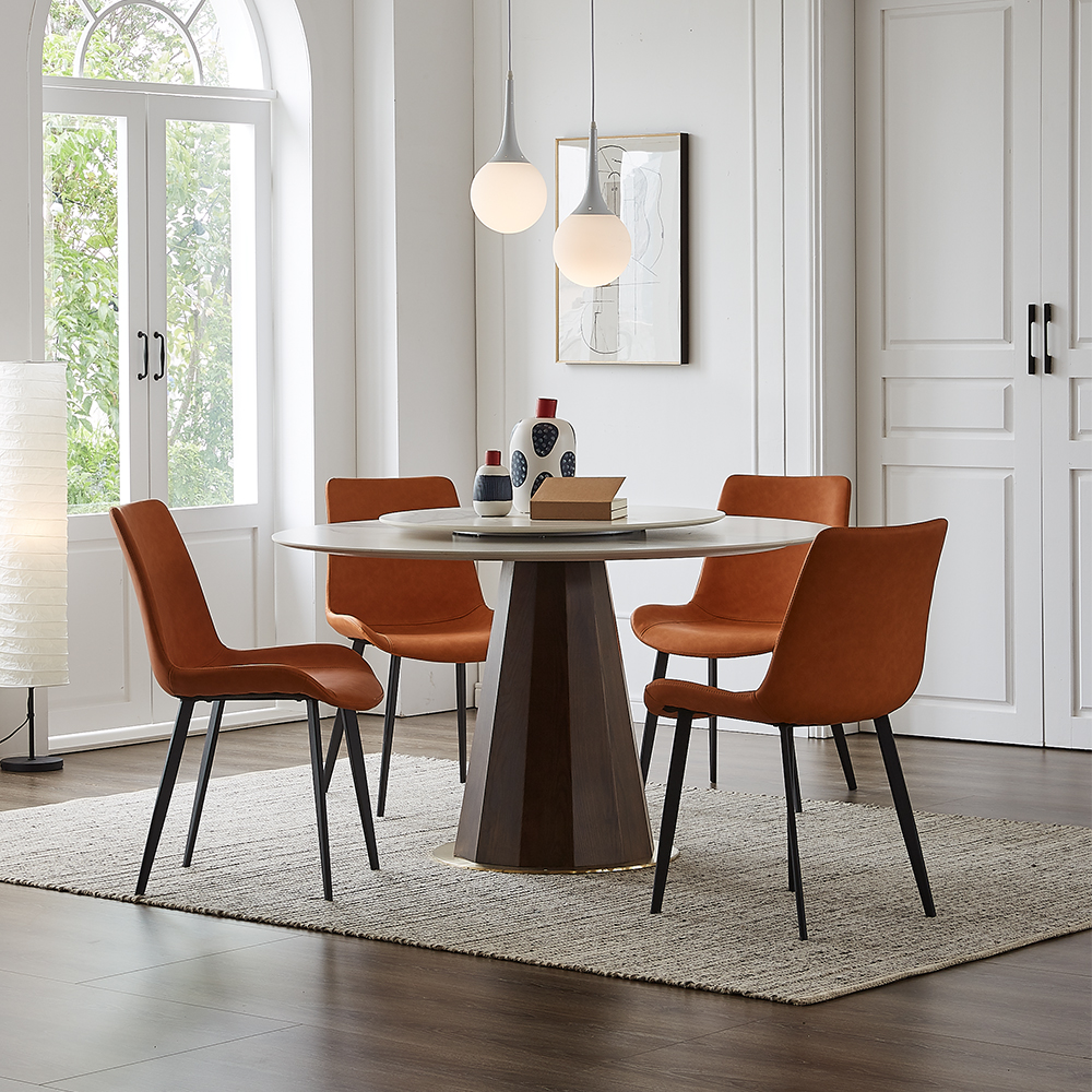 Walnut Finish and Slate Dining Table