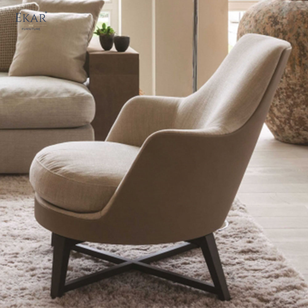 Contoured Cotton Upholstered Lounge Chair