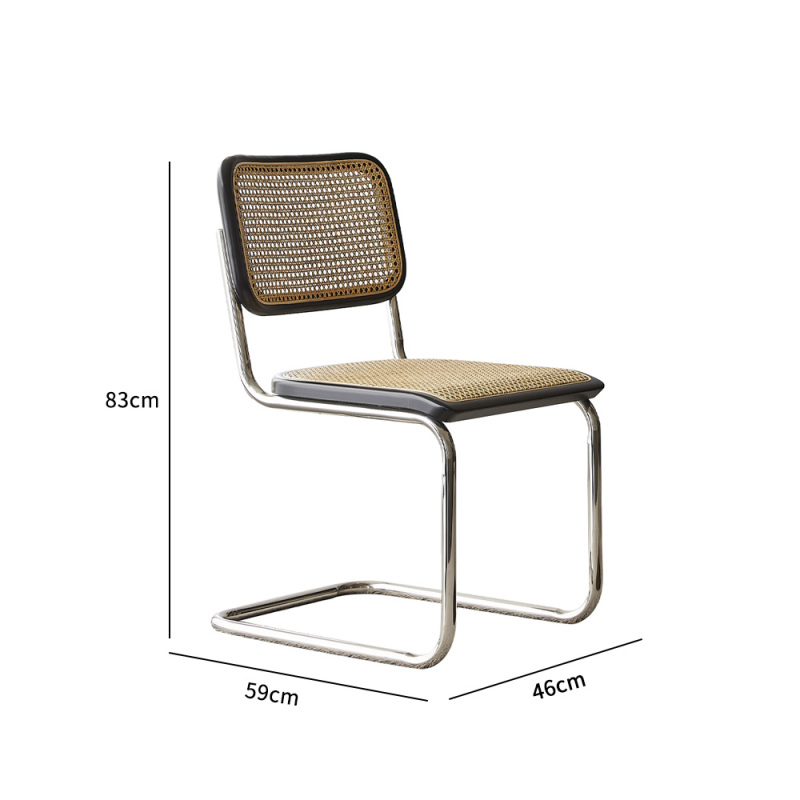 Stainless Steel and Rattan Dining Chair