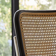 Stainless Steel and Rattan Dining Chair