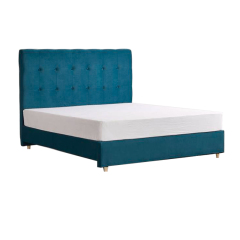 Velvet Wingback Bed - Elegance in Potter's Blue