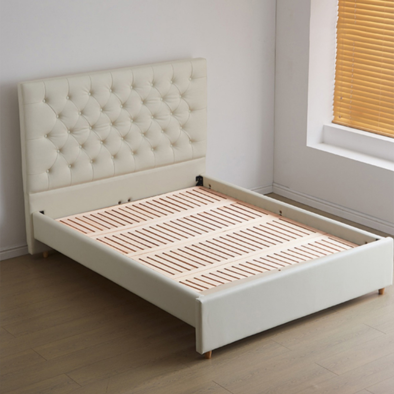 Natural Finish Wood Bed - Simple Elegance