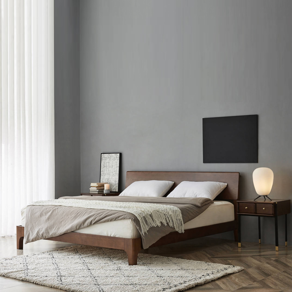 Solid Wood Bed and Nightstand Set – Elegant Bedroom Furniture
