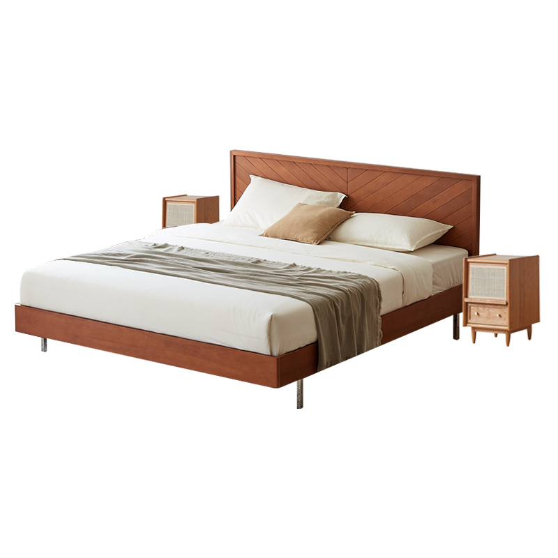 Cherry Wood Natural Finish Bed - Timeless Elegance