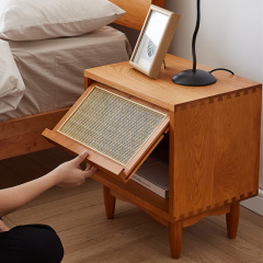 Natural Wood Tone Pine Bed and Bedside Table Set