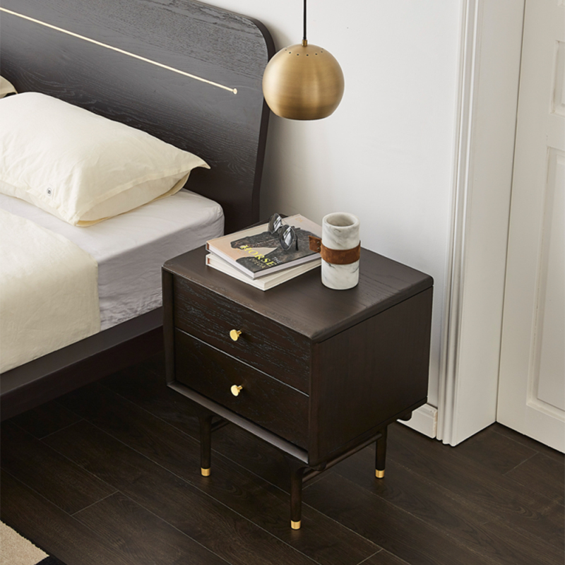 Minimalist Modern Bed and Nightstand Set - Sleek Bedroom Duo