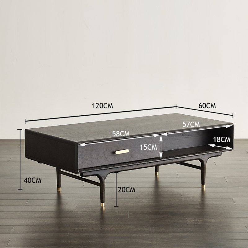 Modern black coffee table mid-century modern coffee table solid wood