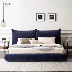 Metal Frame Bed with Upholstered Headboard