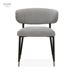 Chic Herringbone Pattern Armrest Dining Chair