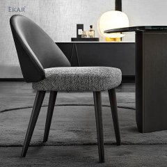 Armrest Leather Backrest Dining Chair with Fabric Seat