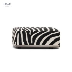 Zebra Fur Square Stool