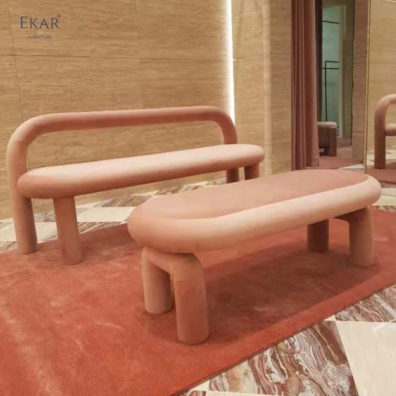 Metal Frame Elastic Leather Bench