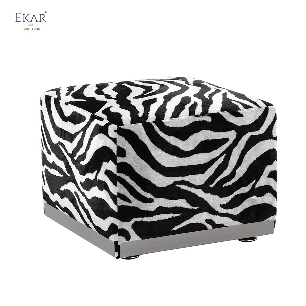 Zebra Fur Square Stool