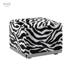 Zebra Fur Square Stool