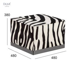 Zebra Fur Square Stool