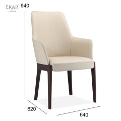 Structured Cotton Backrest Armrest Dining Chair