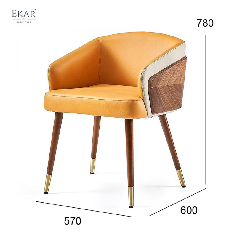 EKAR Chevron Wood Back Dining Chair | Modern Walnut & Leather Dining Chair | EKAR FURNITURE