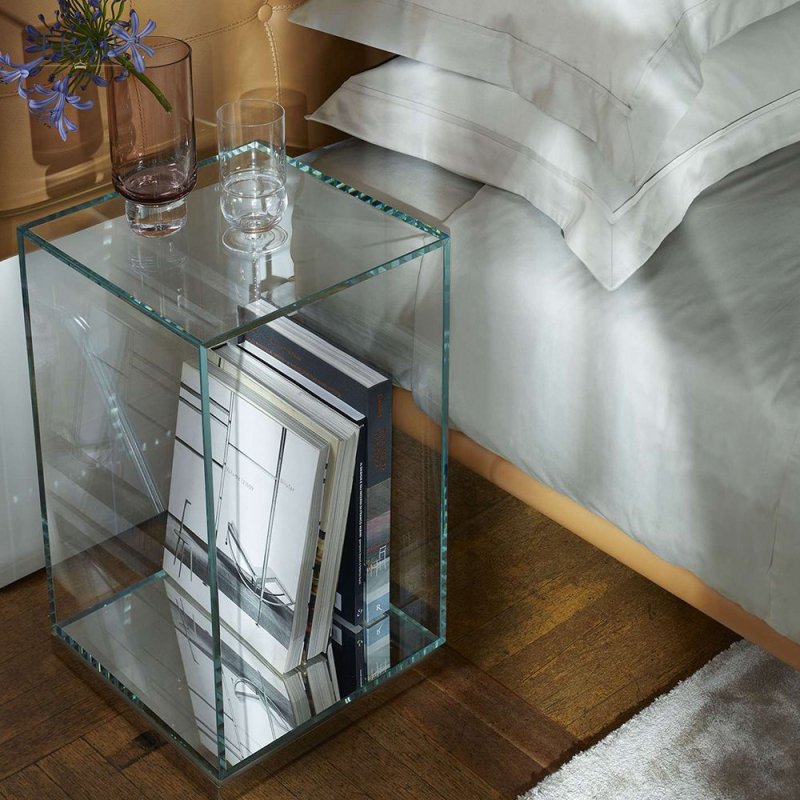 Stainless Steel Mirrored Base Corner Table