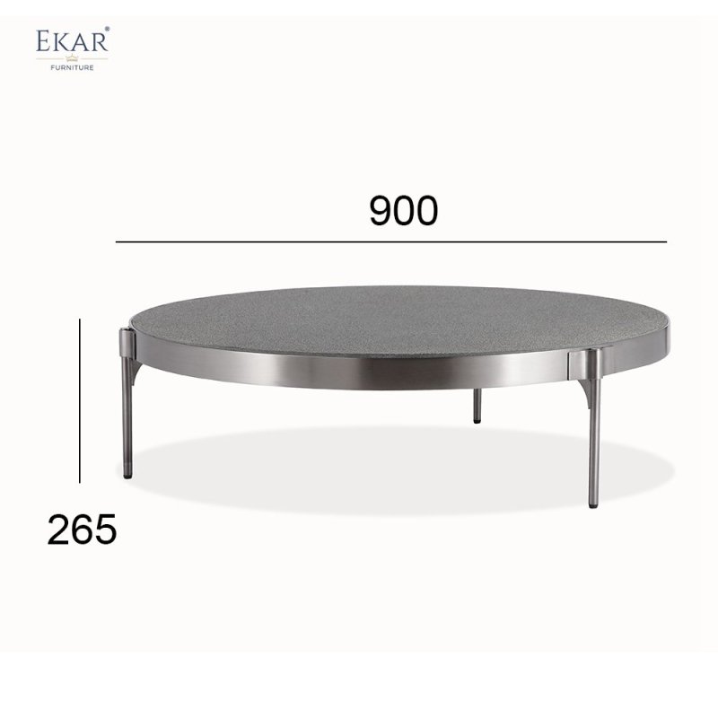 Stainless Steel Brushed Gunmetal Finish Coffee Table Set