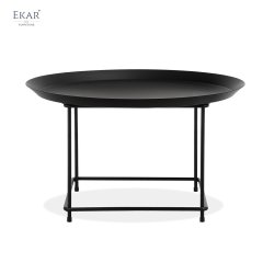 Black and White Matte Metal Baking Paint Round Corner Table