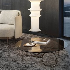 Stainless Steel Mirror Finish Gunmetal Base Coffee Table