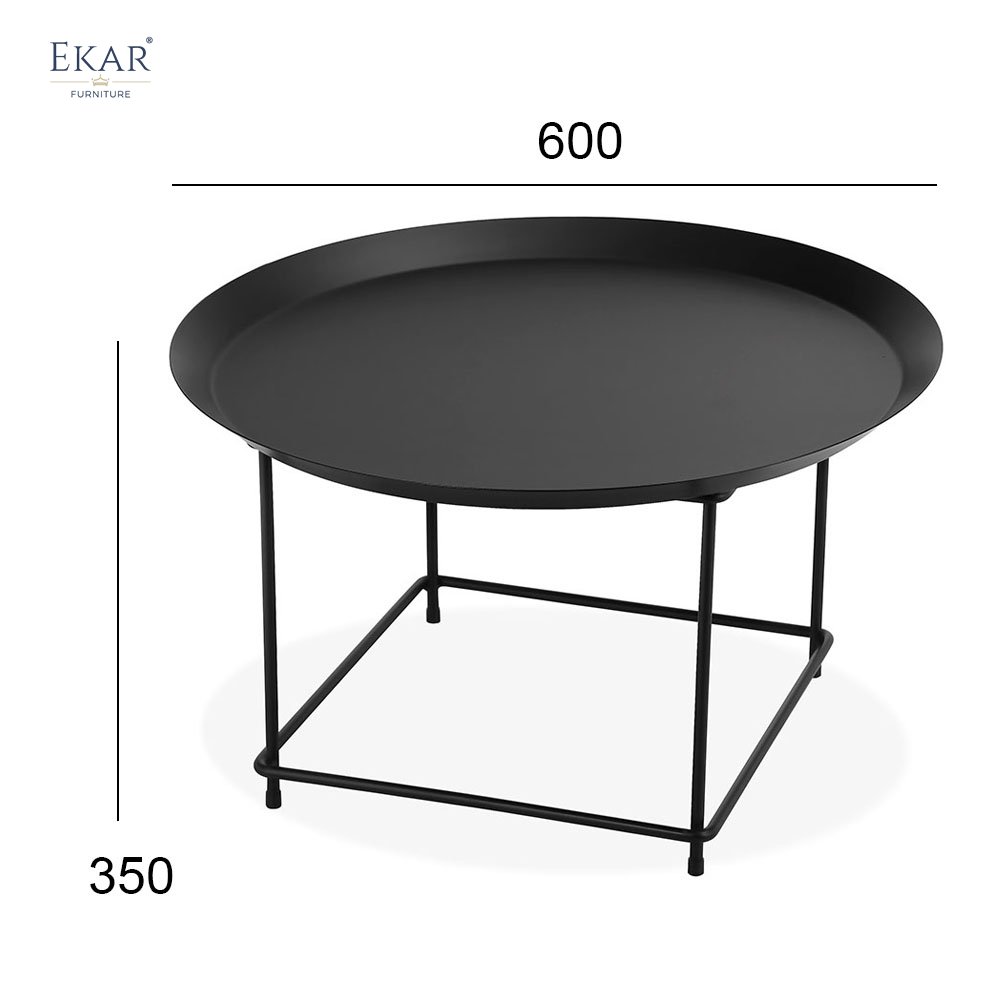 Black and White Matte Metal Baking Paint Round Corner Table